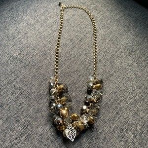 Gold and silver metallic beaded necklace